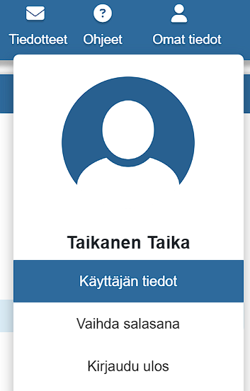 Omat tiedot - Käyttäjän tiedot