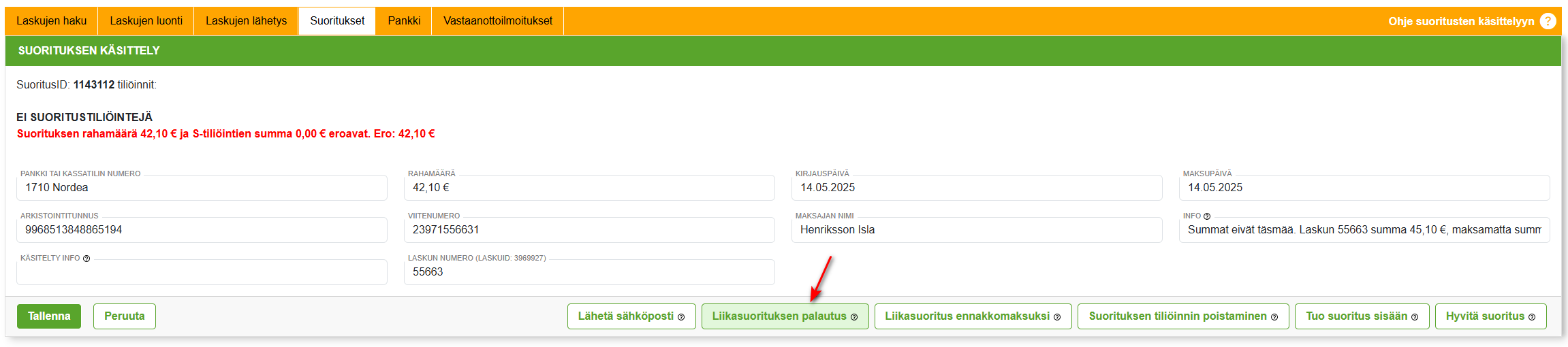 Suoritukset-välilehti