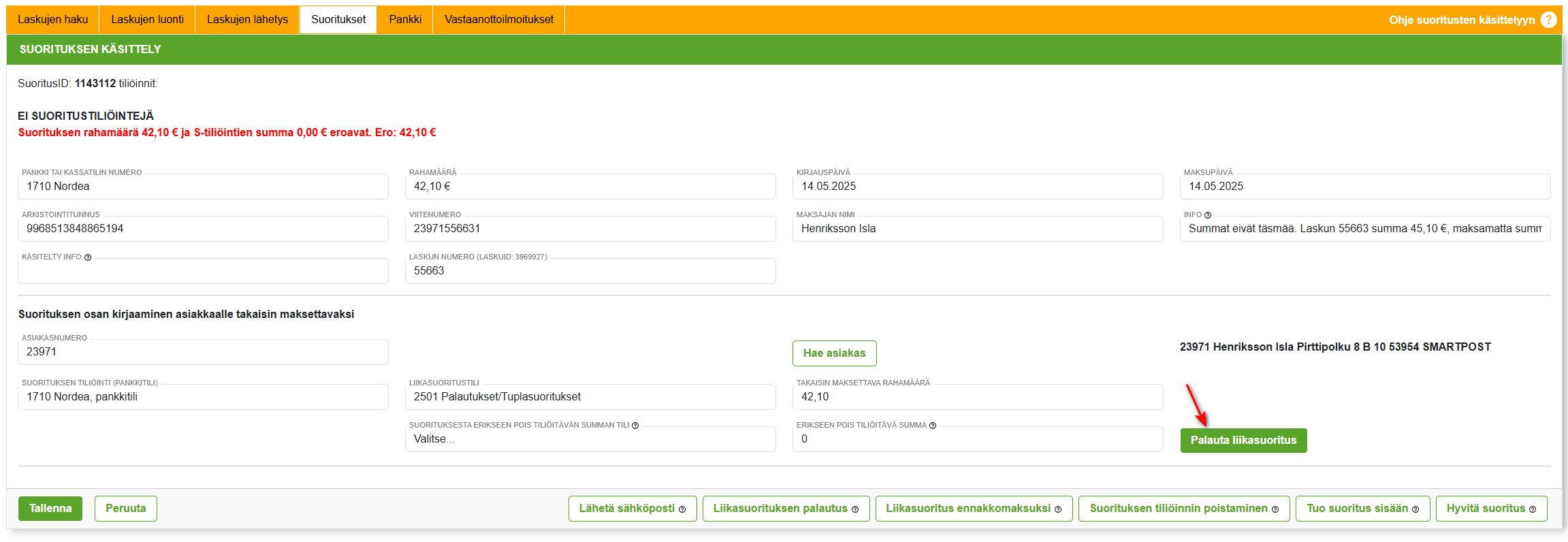 Suoritukset-välilehti