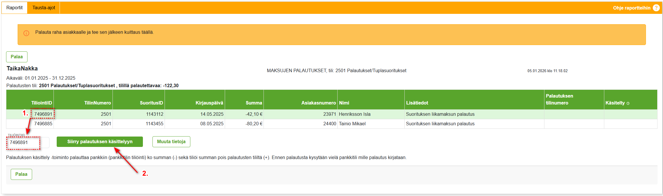 Suoritukset-välilehti