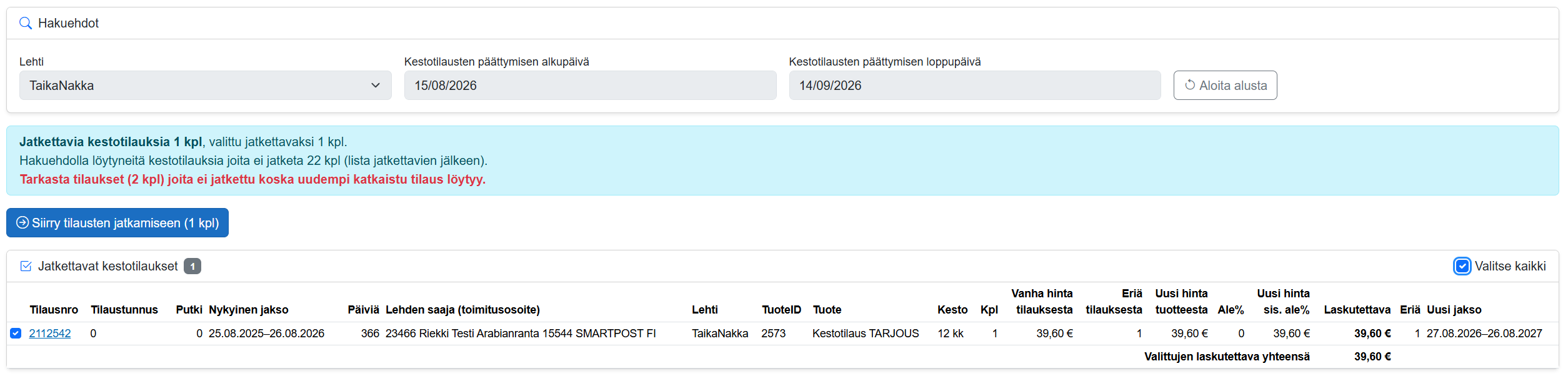 Kaikki asetukset -sivun asetuskortit