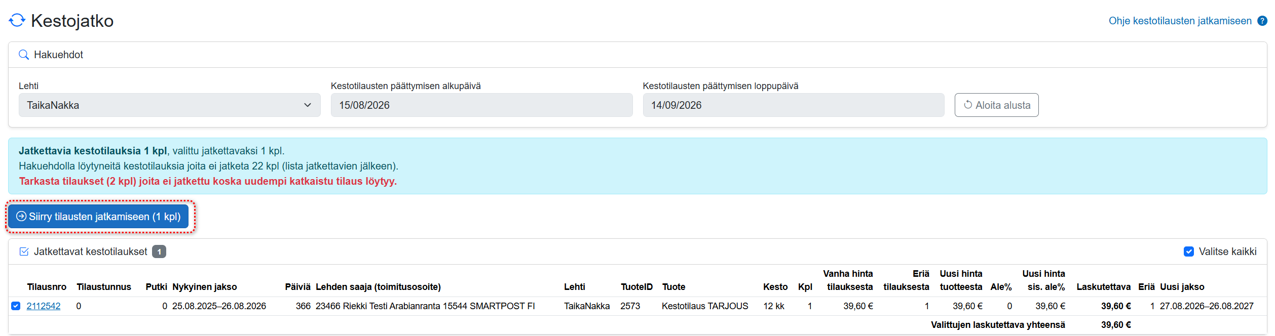 Kaikki asetukset -sivun asetuskortit