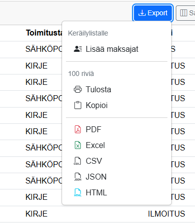 Laskujen haku