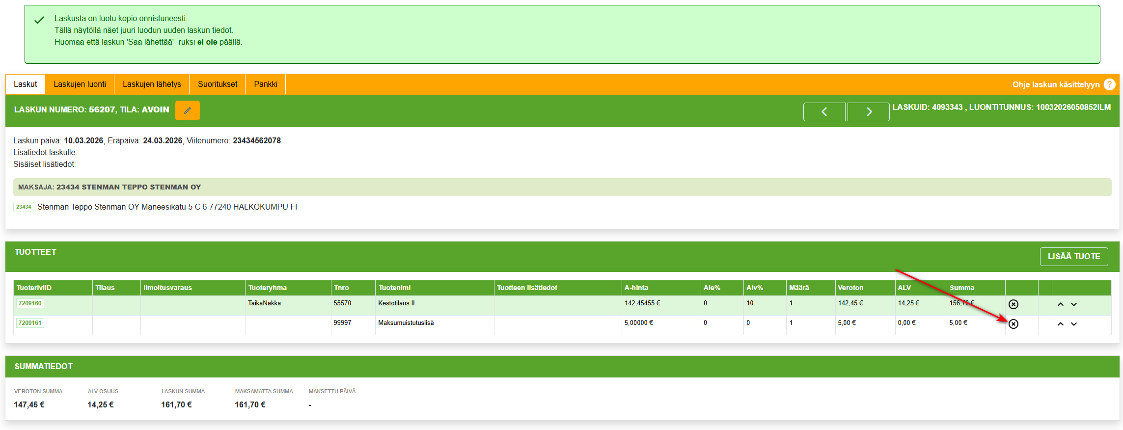 3. Laskujen uudelleenlähetys - Muuta laskujen tietoja