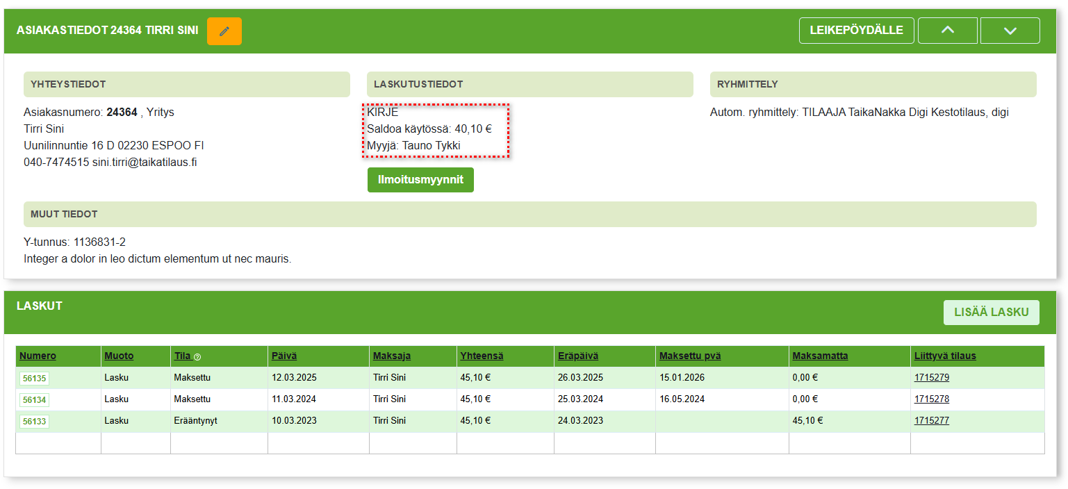 Suoritukset-välilehti