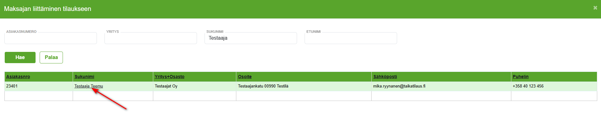 Maksajan muokkaus
