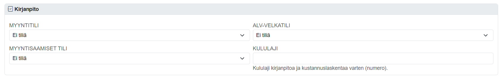 Tuotteet-sivun yleisnäkymä