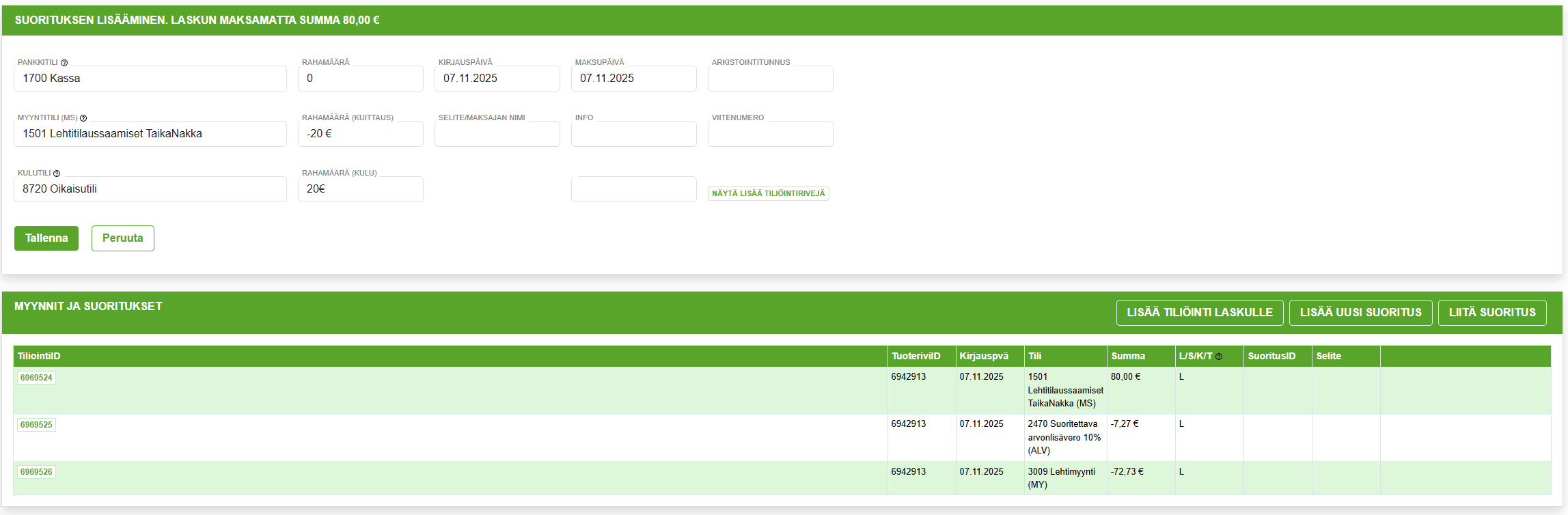 Laskujen haku -välilehti