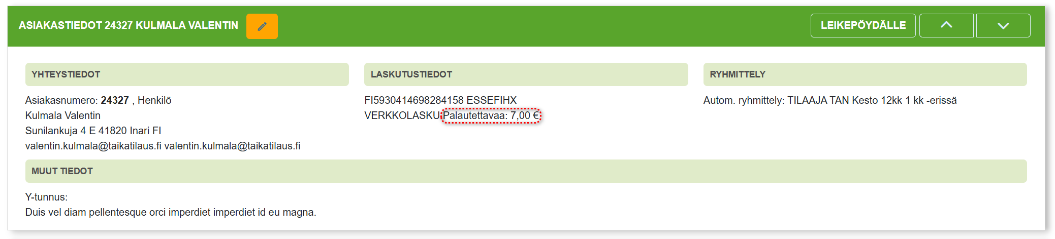1. Etusivunäkymä