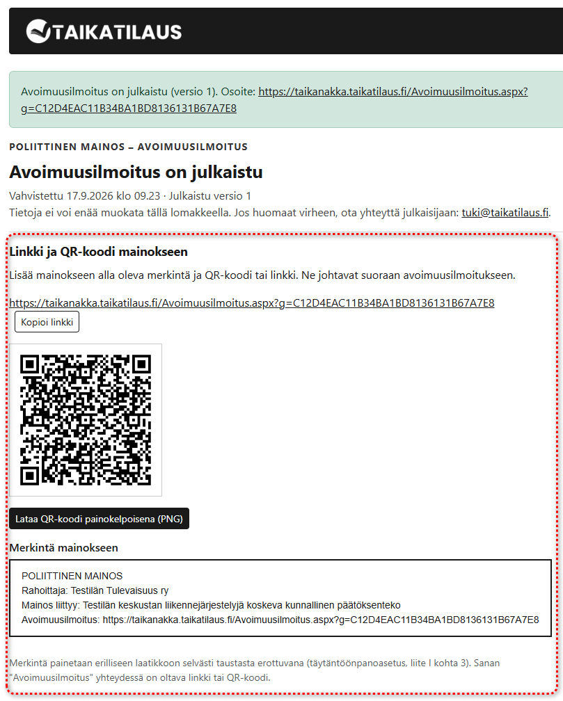 Ylläpito - Poliittinen mainontan (TTPA)