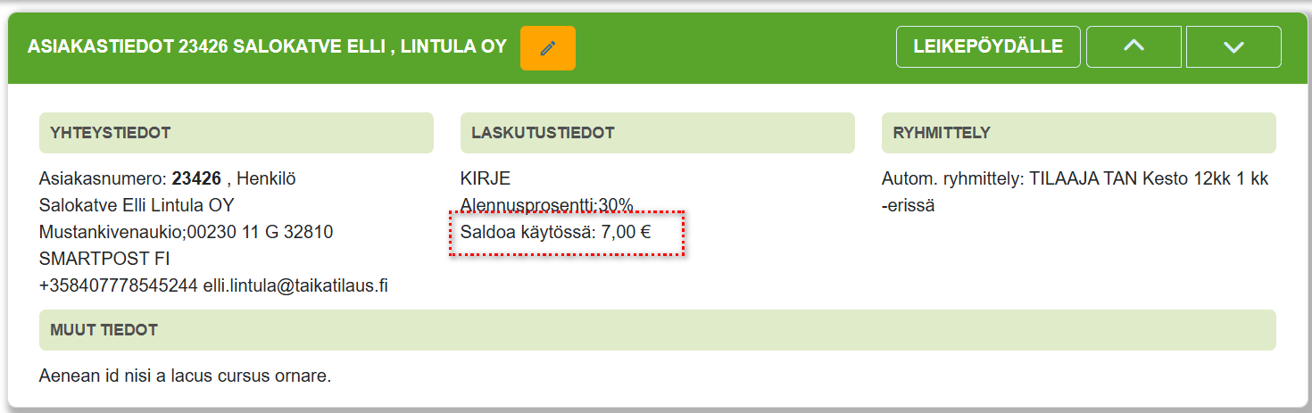 1. Etusivunäkymä