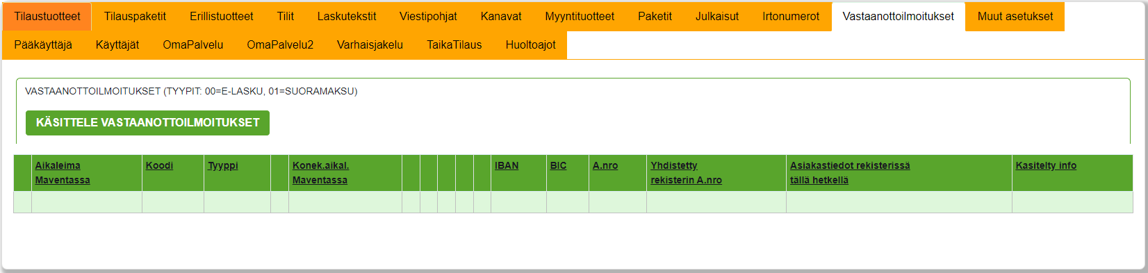 Vastaanottoilmoitukset