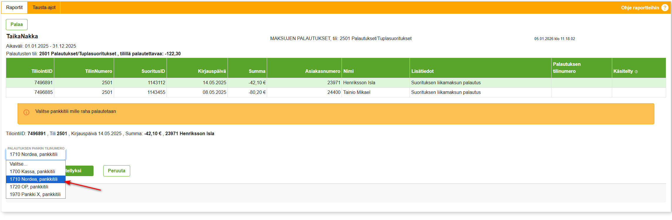 Suoritukset-välilehti