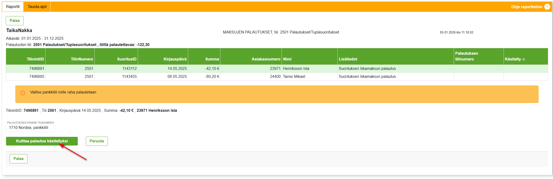 Suoritukset-välilehti