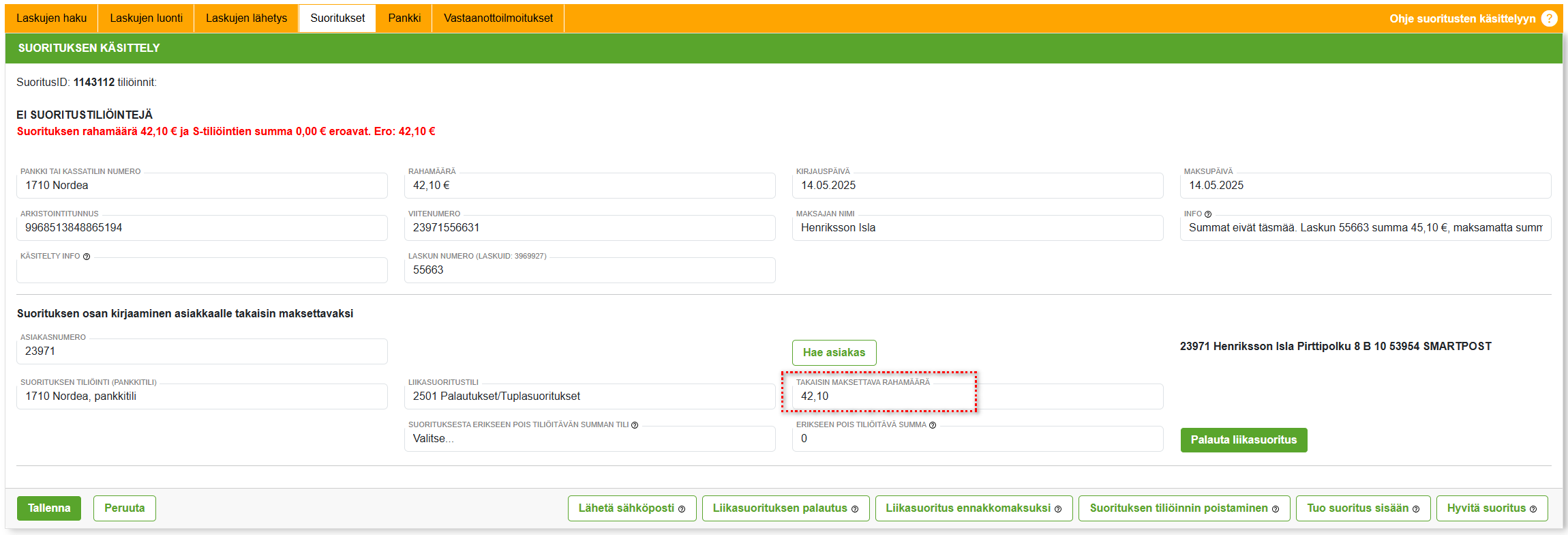 Suoritukset-välilehti