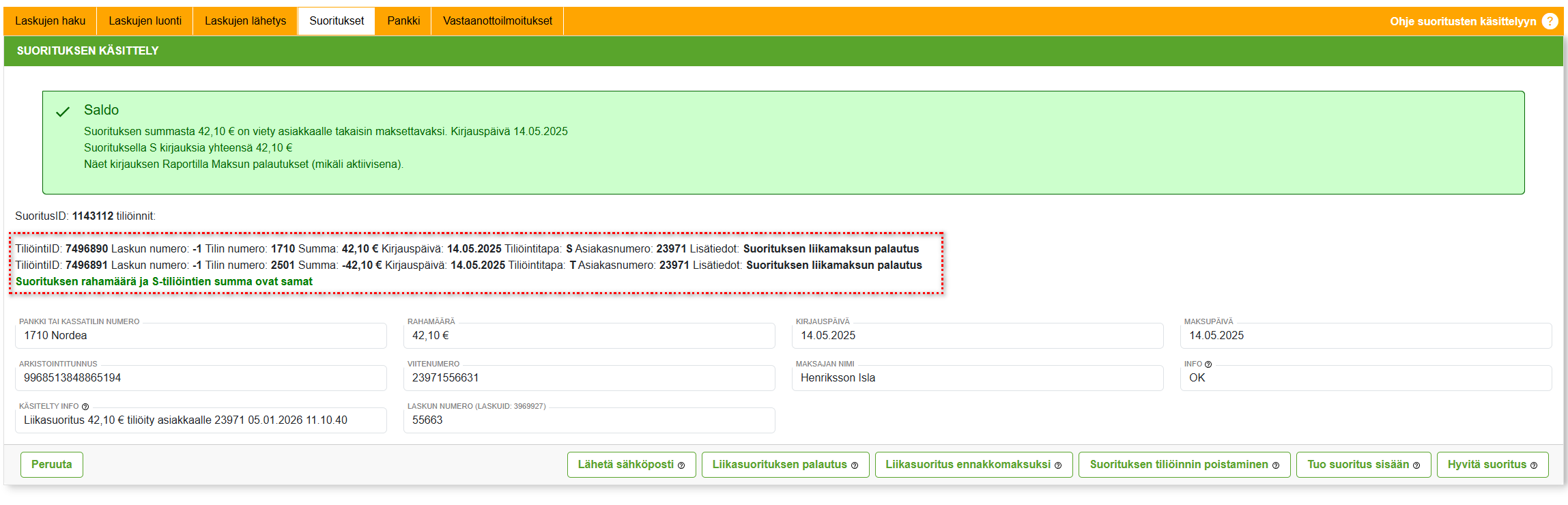 Suoritukset-välilehti