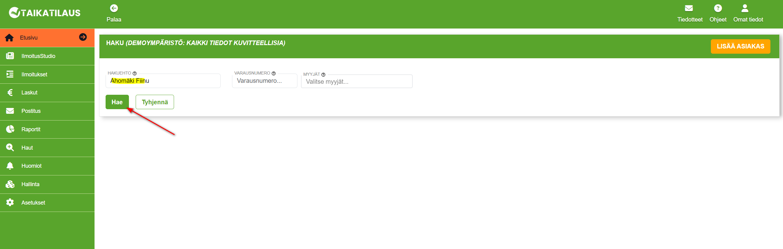 1. Laskut-välilehti