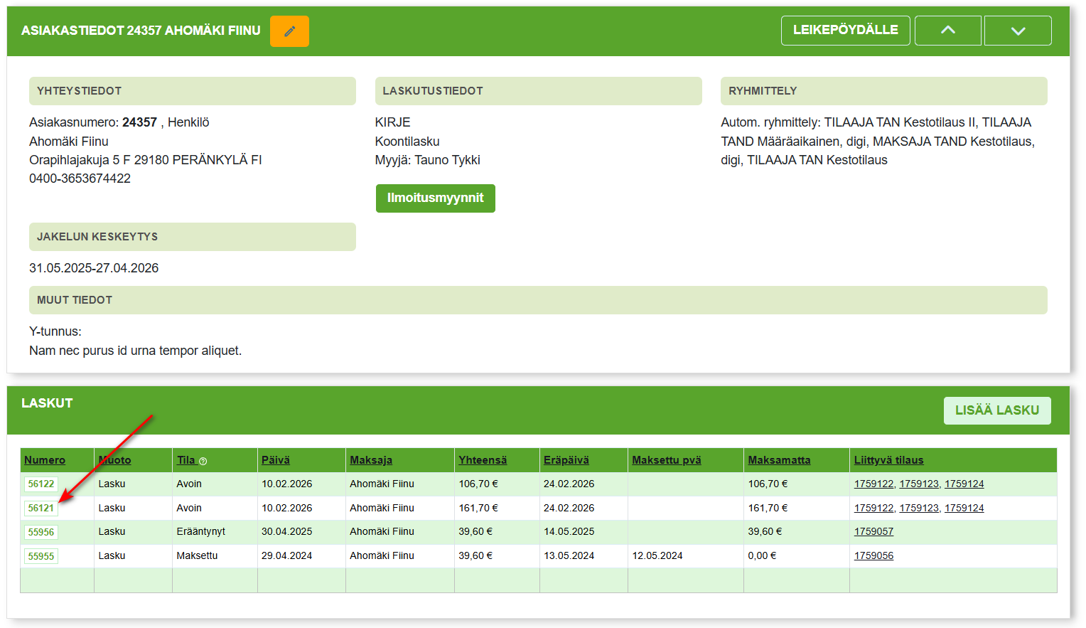 3. Laskujen uudelleenlähetys - Muuta laskujen tietoja