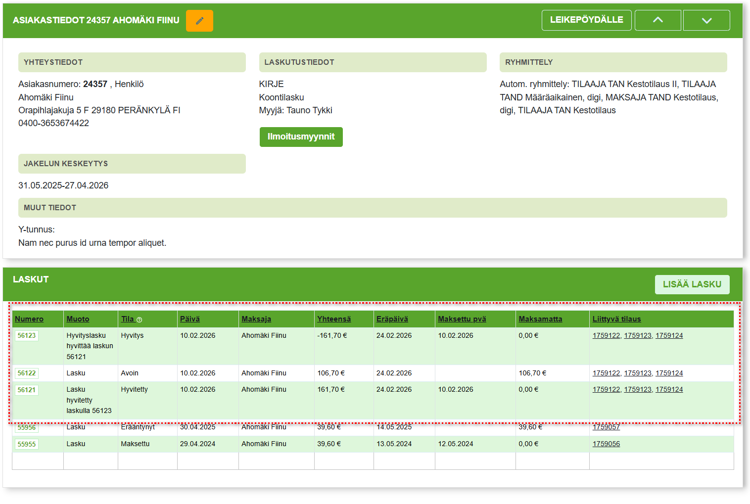 3. Laskujen uudelleenlähetys - Muuta laskujen tietoja