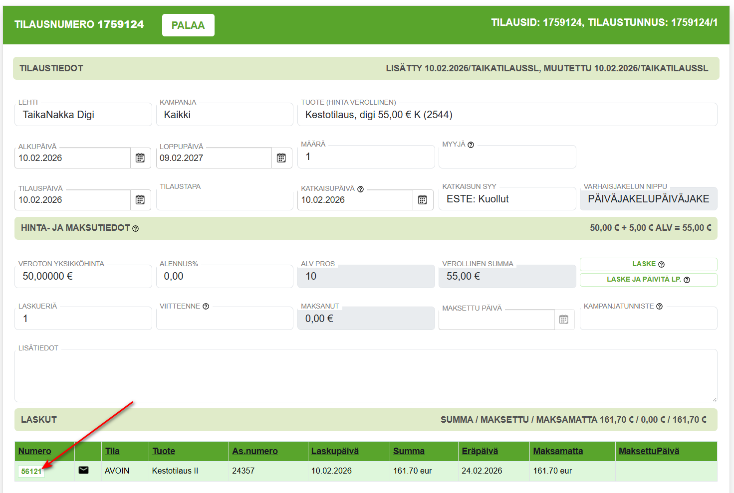 3. Laskujen uudelleenlähetys - Muuta laskujen tietoja