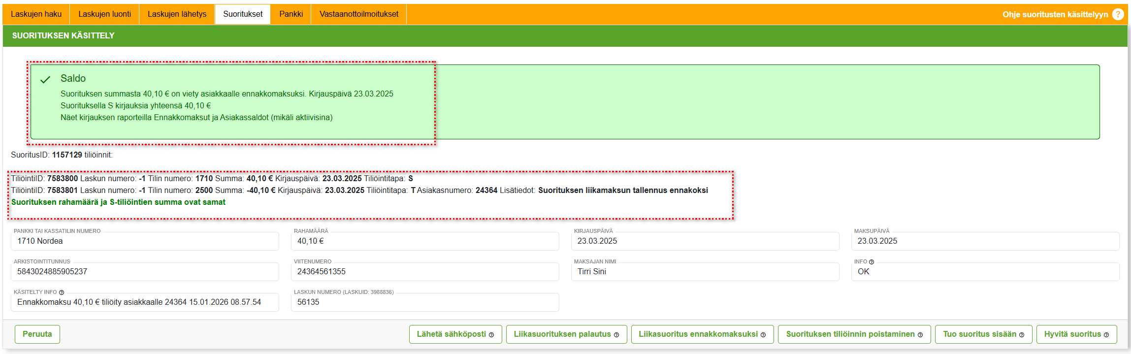 Suoritukset-välilehti
