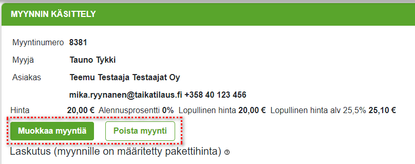 Myynti - Laskun muokkaus