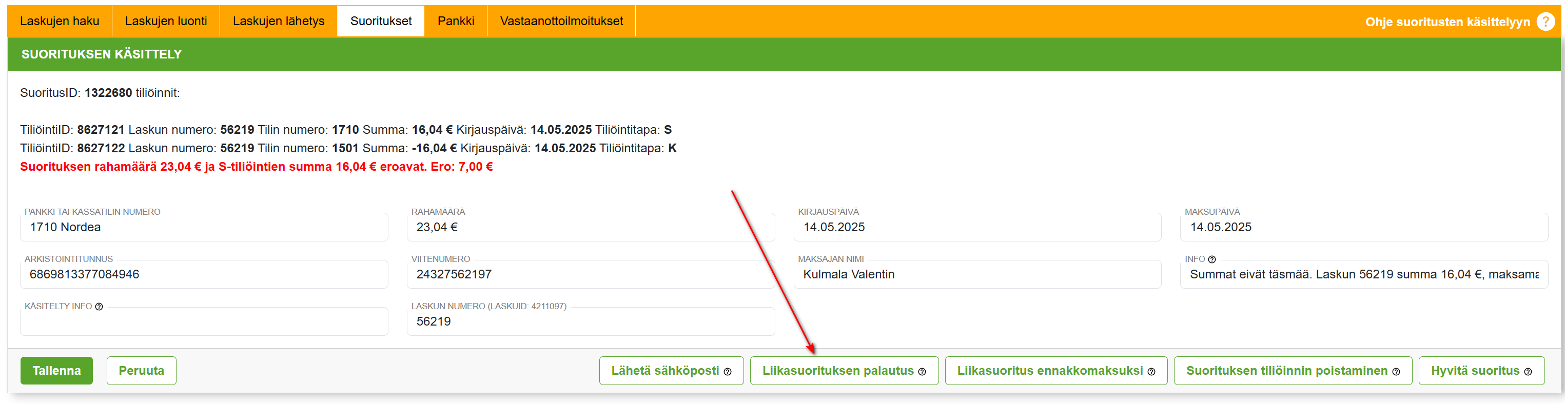 1. Etusivunäkymä