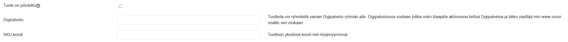 Tilaustuotteet - Tuotteen lisääminen