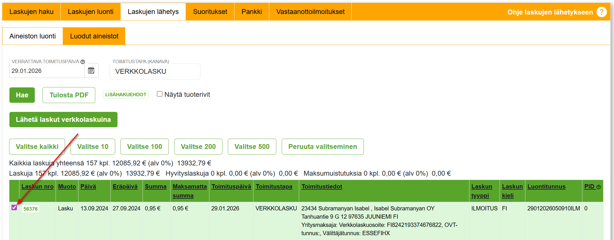 3. Laskujen uudelleenlähetys - Muuta laskujen tietoja