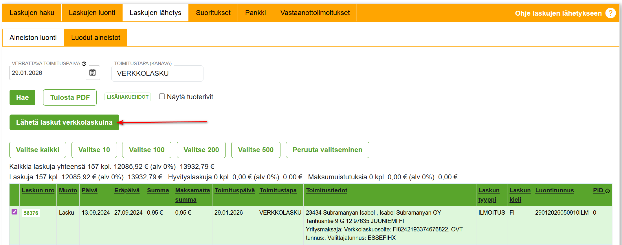 3. Laskujen uudelleenlähetys - Muuta laskujen tietoja