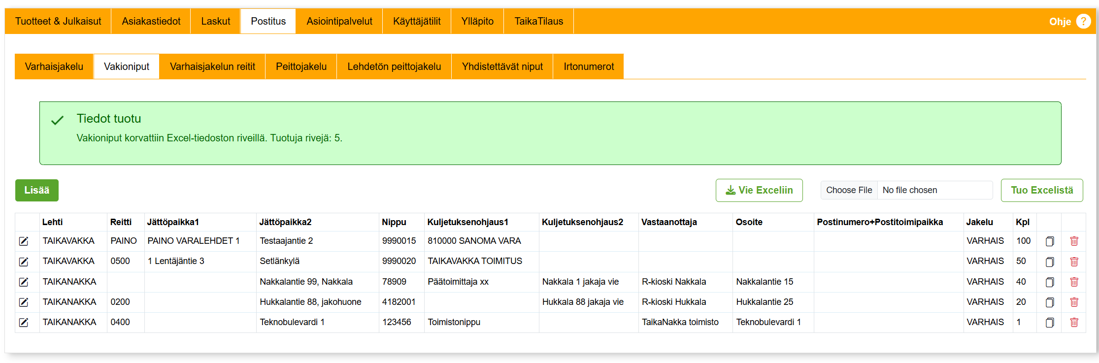 Vakioniput