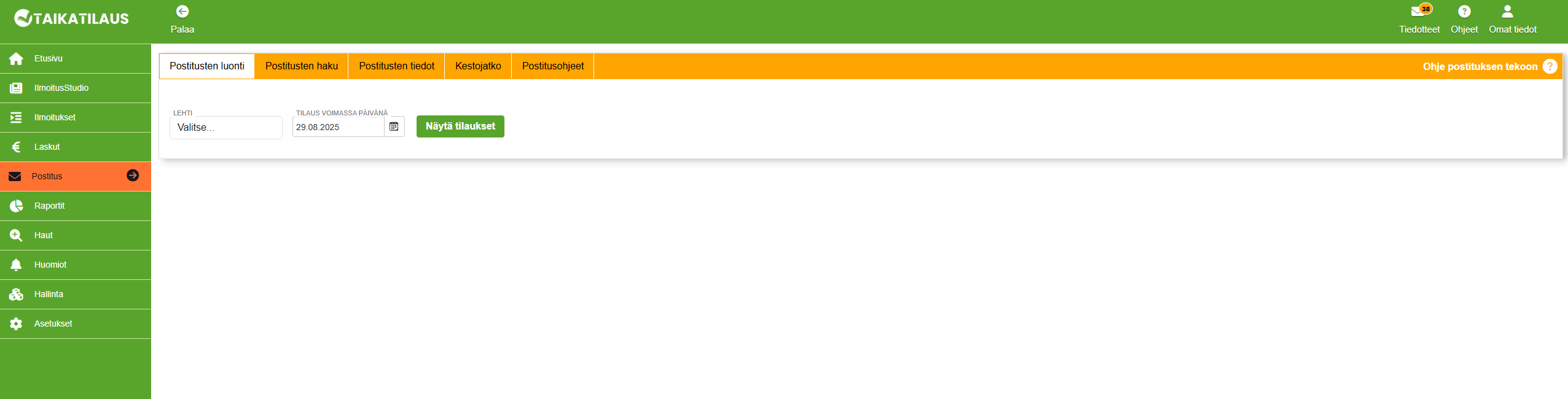 Vastaanottoilmoitukset