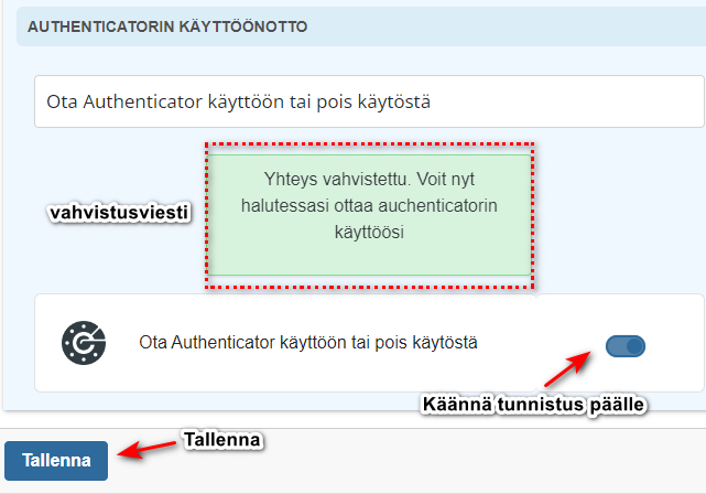 4. Käyttäjän tiedot - Kaksivaiheinen tunnistautuminen