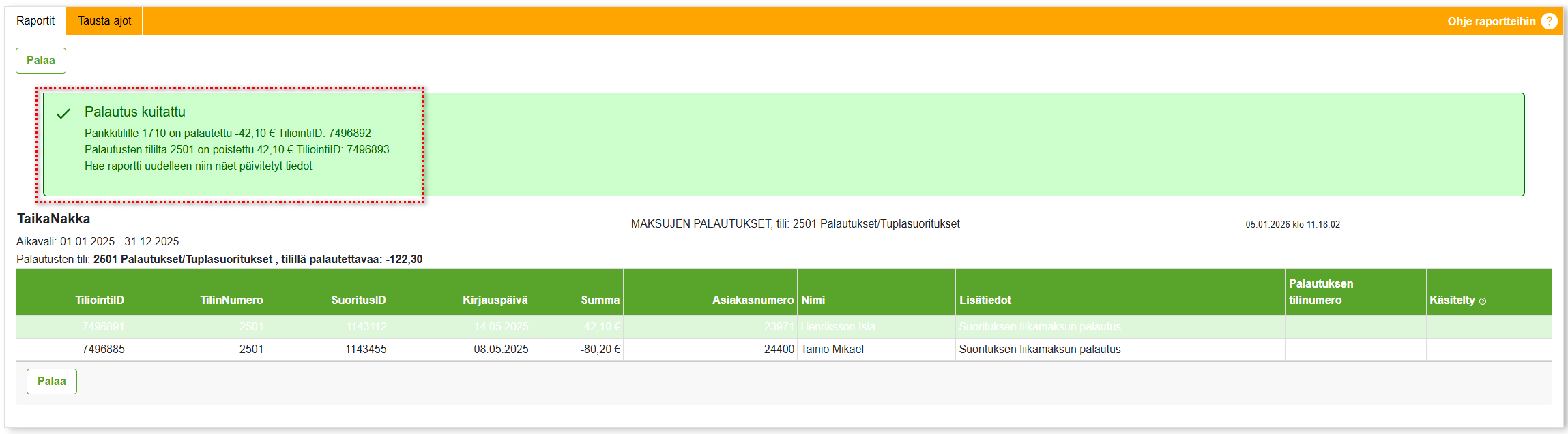 Suoritukset-välilehti