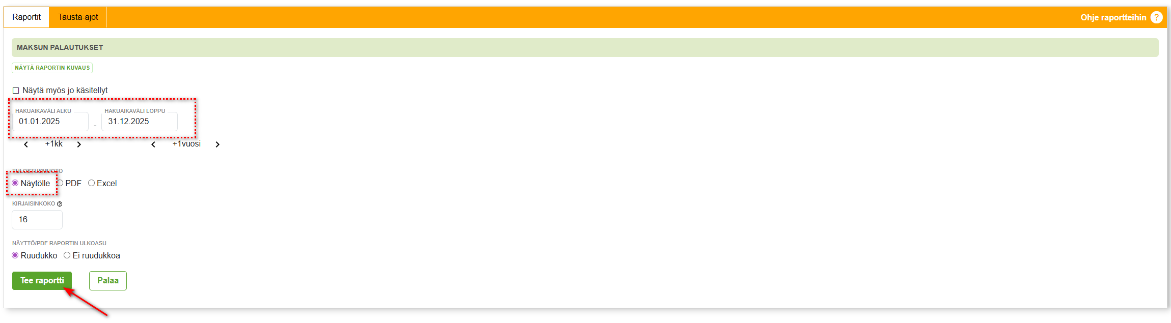 Suoritukset-välilehti