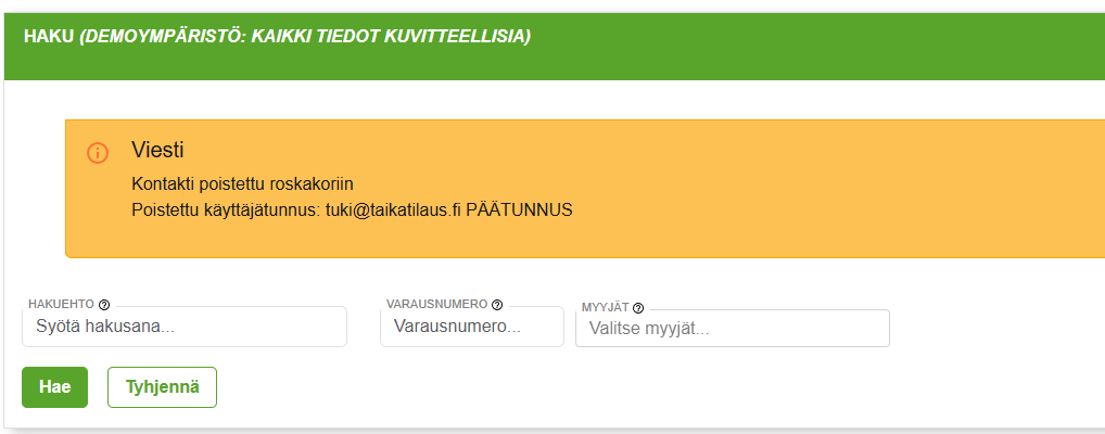Kontaktin poiston vahvistusviesti