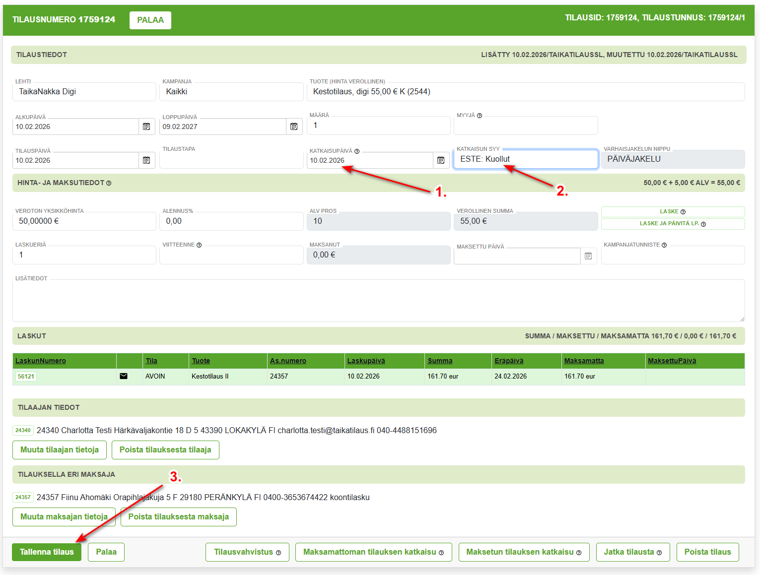 3. Laskujen uudelleenlähetys