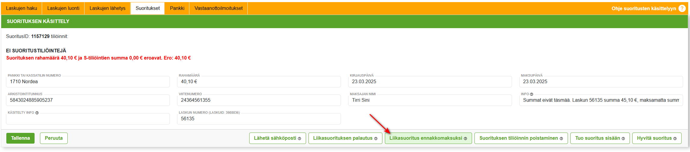 Suoritukset-välilehti