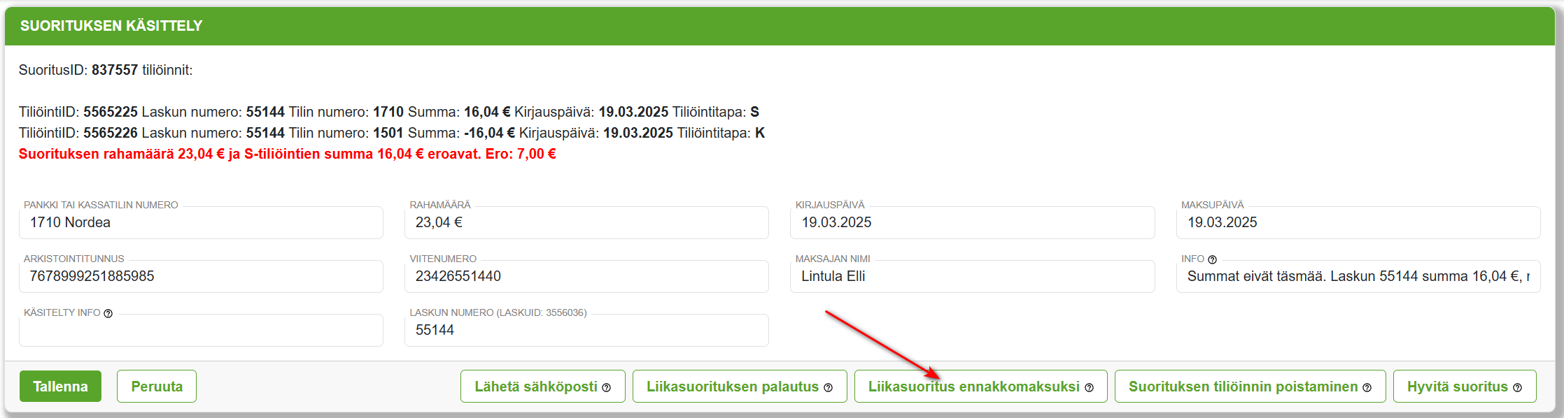 1. Etusivunäkymä