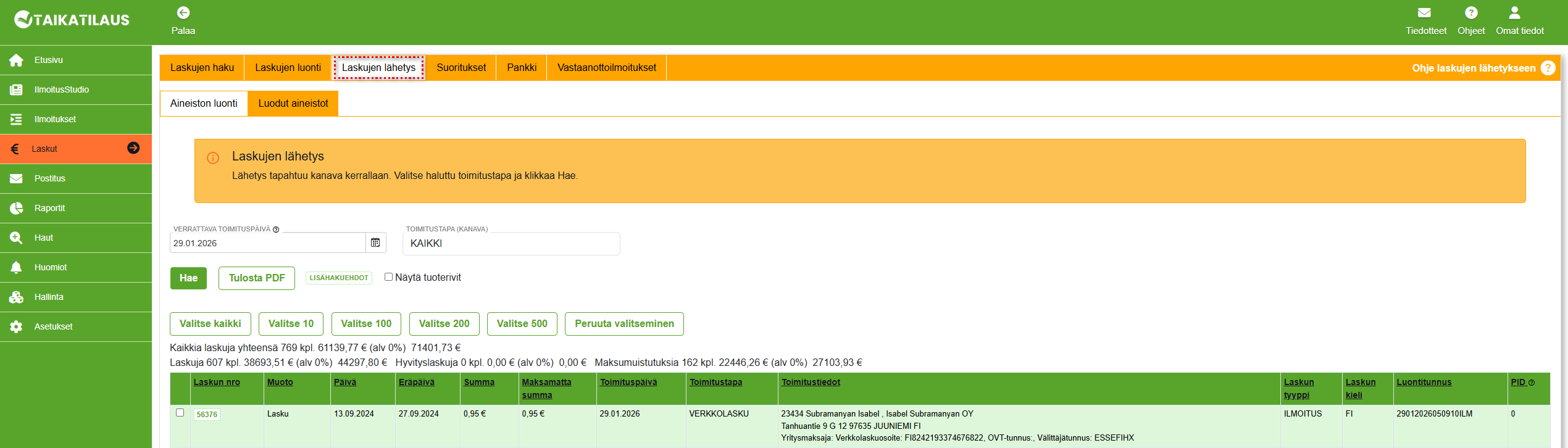 3. Laskujen uudelleenlähetys - Muuta laskujen tietoja
