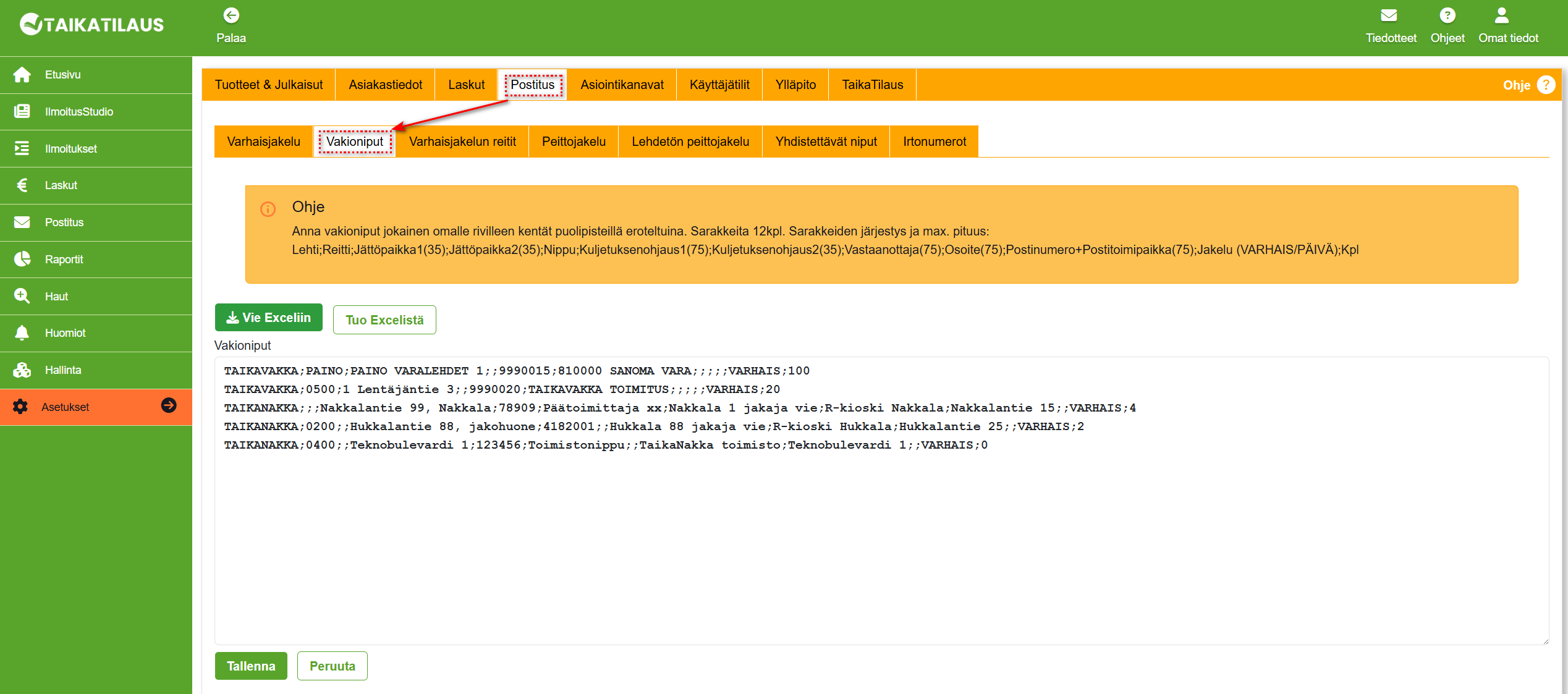 Asetukset-välilehti - Varhaisjakelu