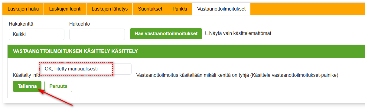 Vastaanottoilmoitukset